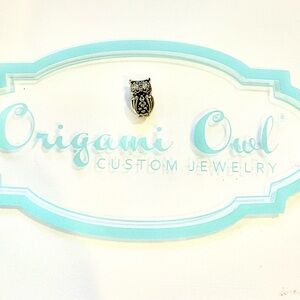 Origami Owl Silver Owl with Clear Crystal Eyes Necklace Bracelet Charm